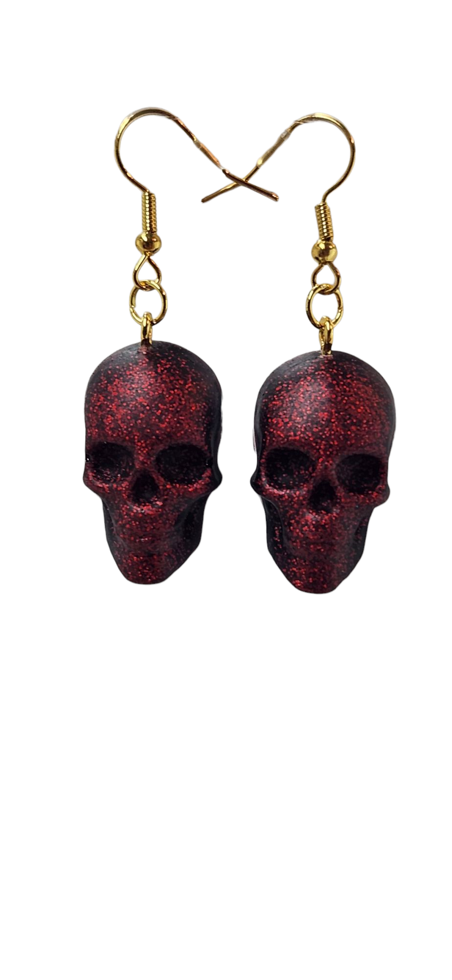 Red Holographic Skull Necklace and Earrings Set