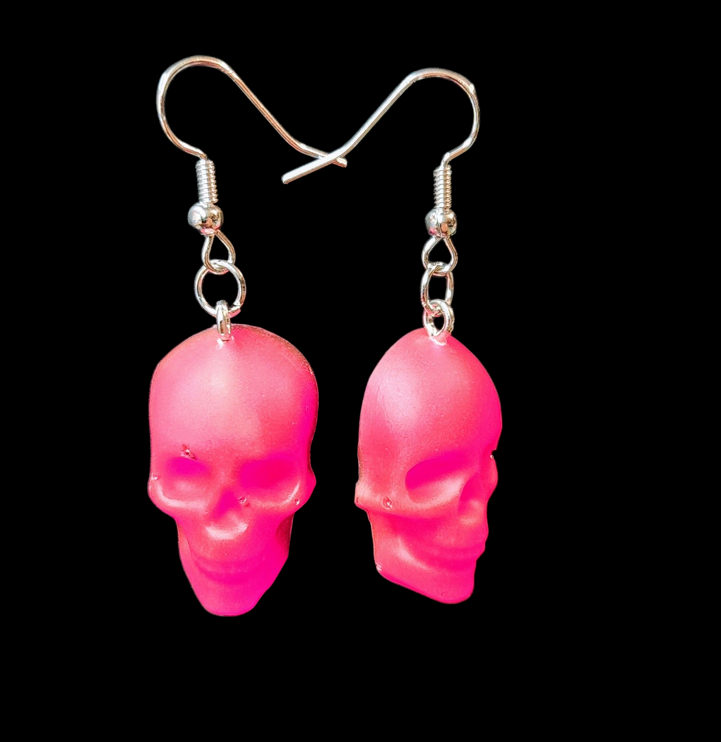 Pink Glow-in-the-dark Skull Earrings