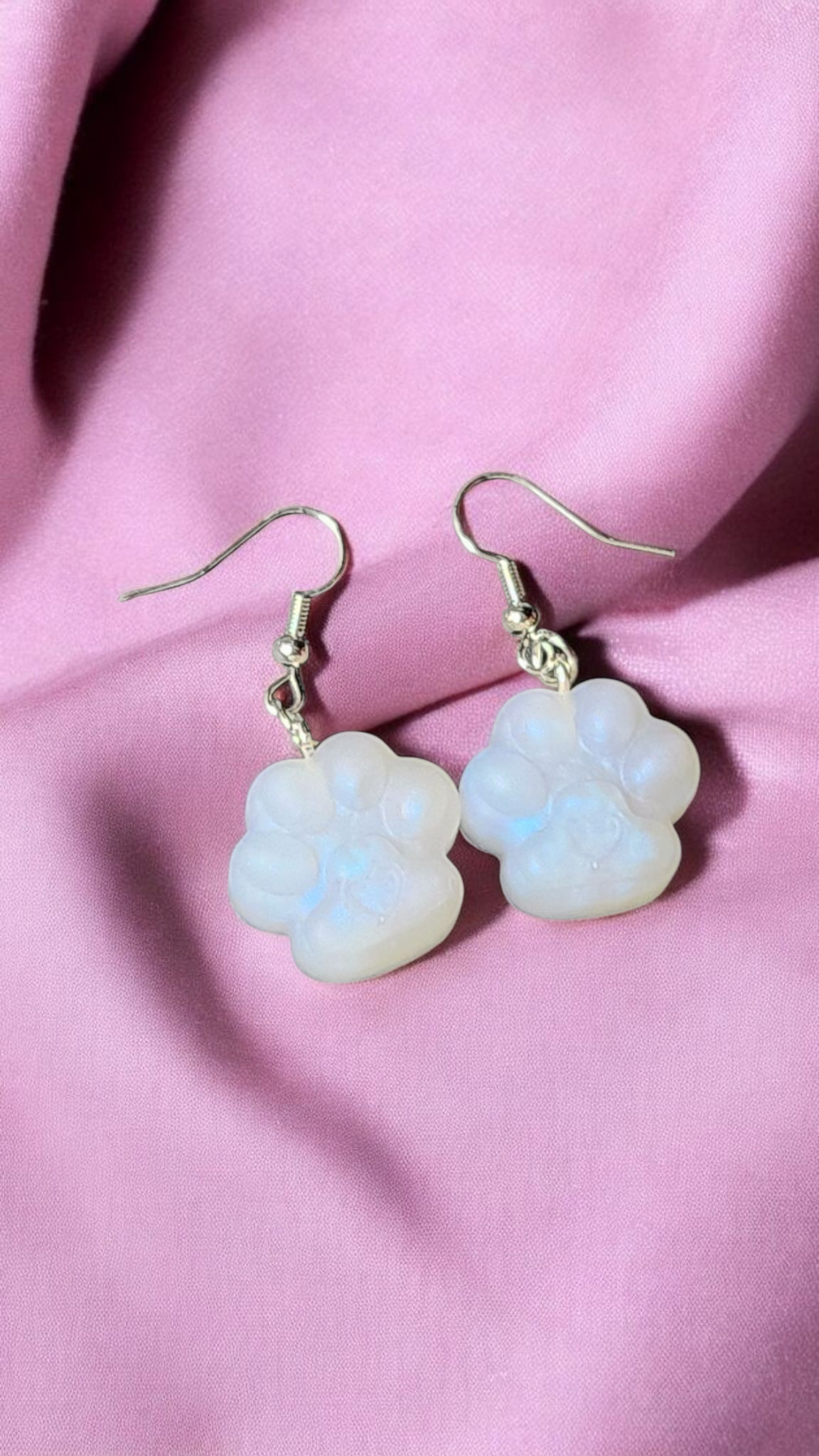 Pearlescent Paw Print Earrings