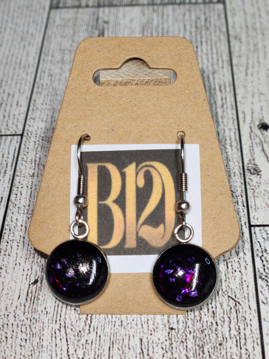 Purple Round Earrings
