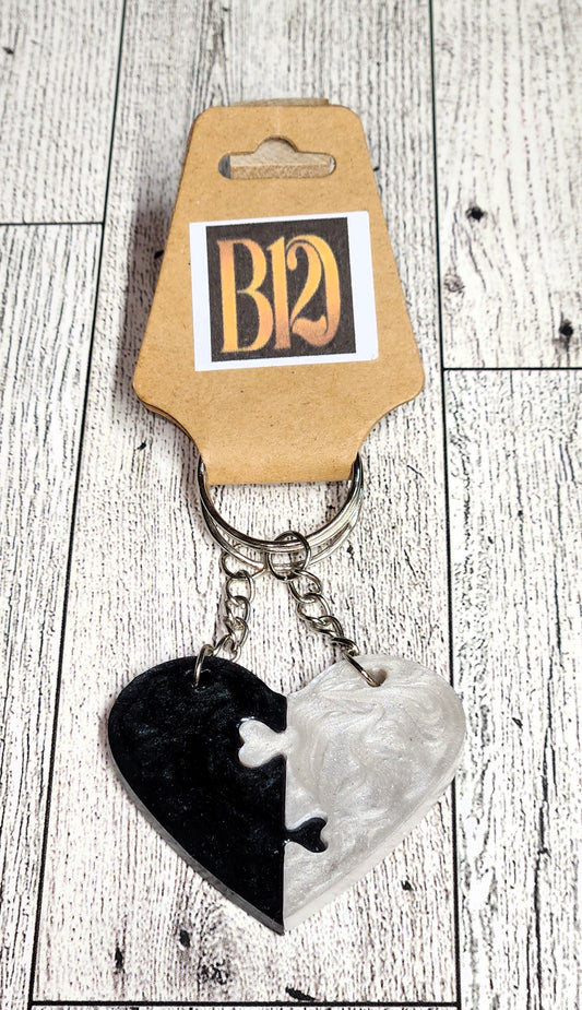 Heart Puzzle Pieces Keychain