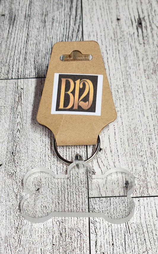Clear Dog Bone Keychain