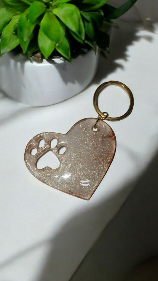 Heart Pawprint Keychain