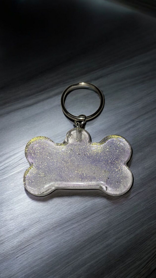 Clear Sparkling Dog Bone Keychain