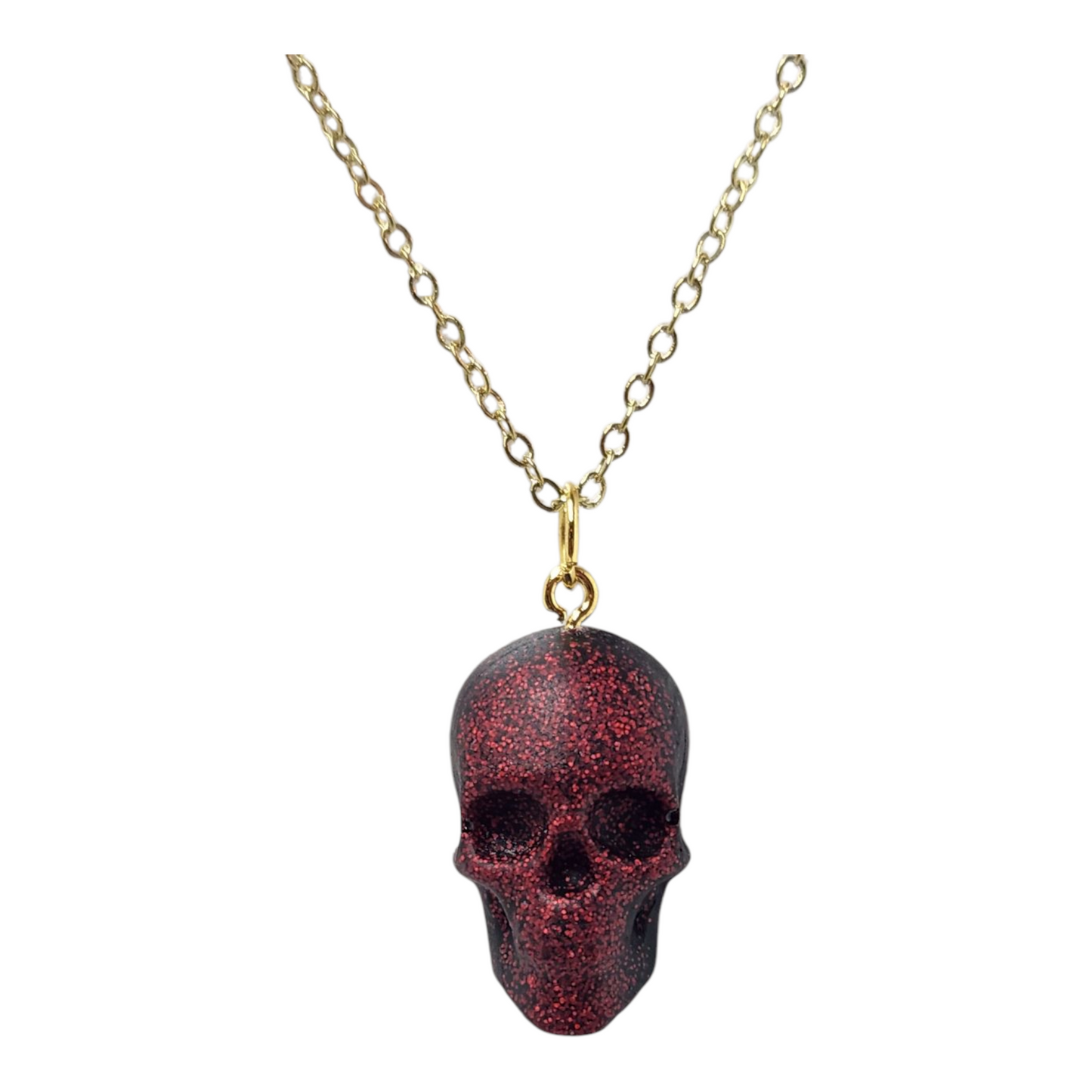 Red Holographic Skull Necklace and Earrings Set