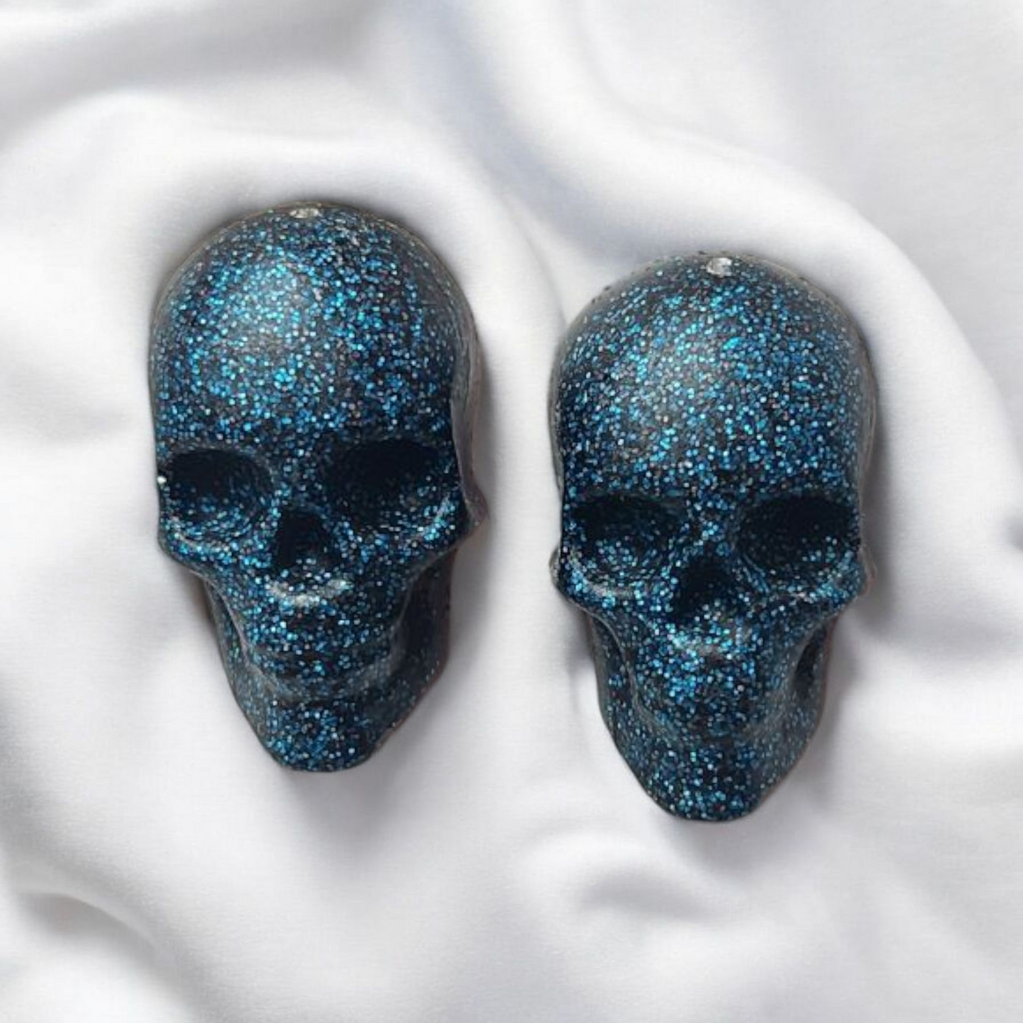 Blue Holographic Stud Skull Earrings
