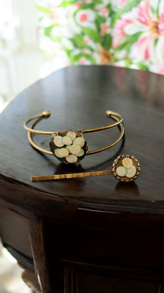 Lemon Lime Cuff & Hairpin