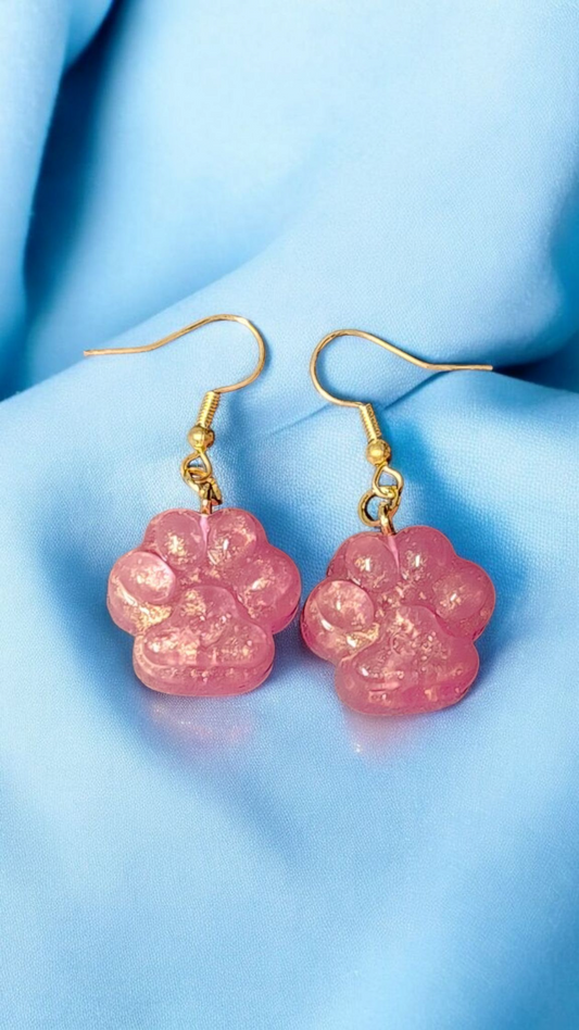 Pearlescent Paw Print Earrings