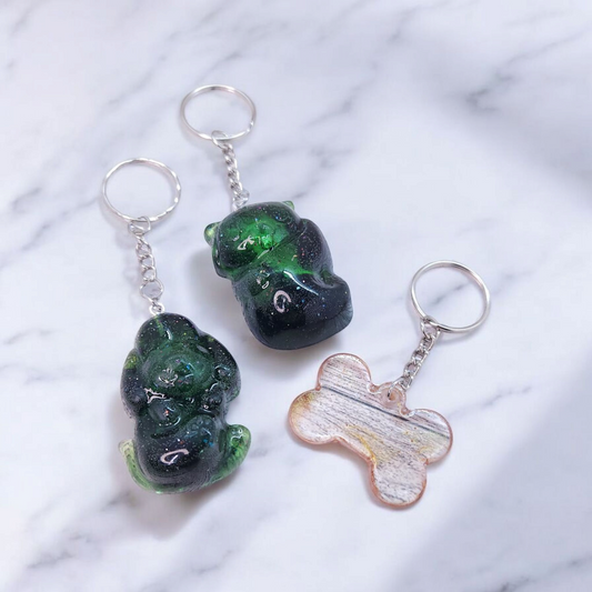 Green Dog or Cat Keychain