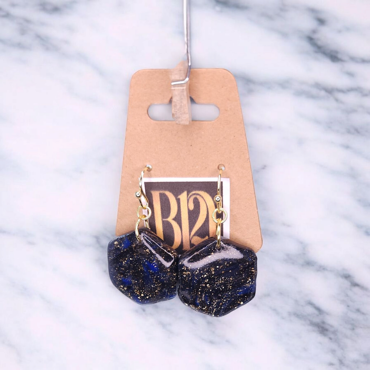 Hexagon Cosmic Faux Stone Earrings
