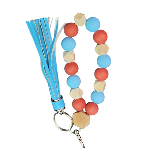 Silicone Beaded Wristlet Keychain (Click for Options)