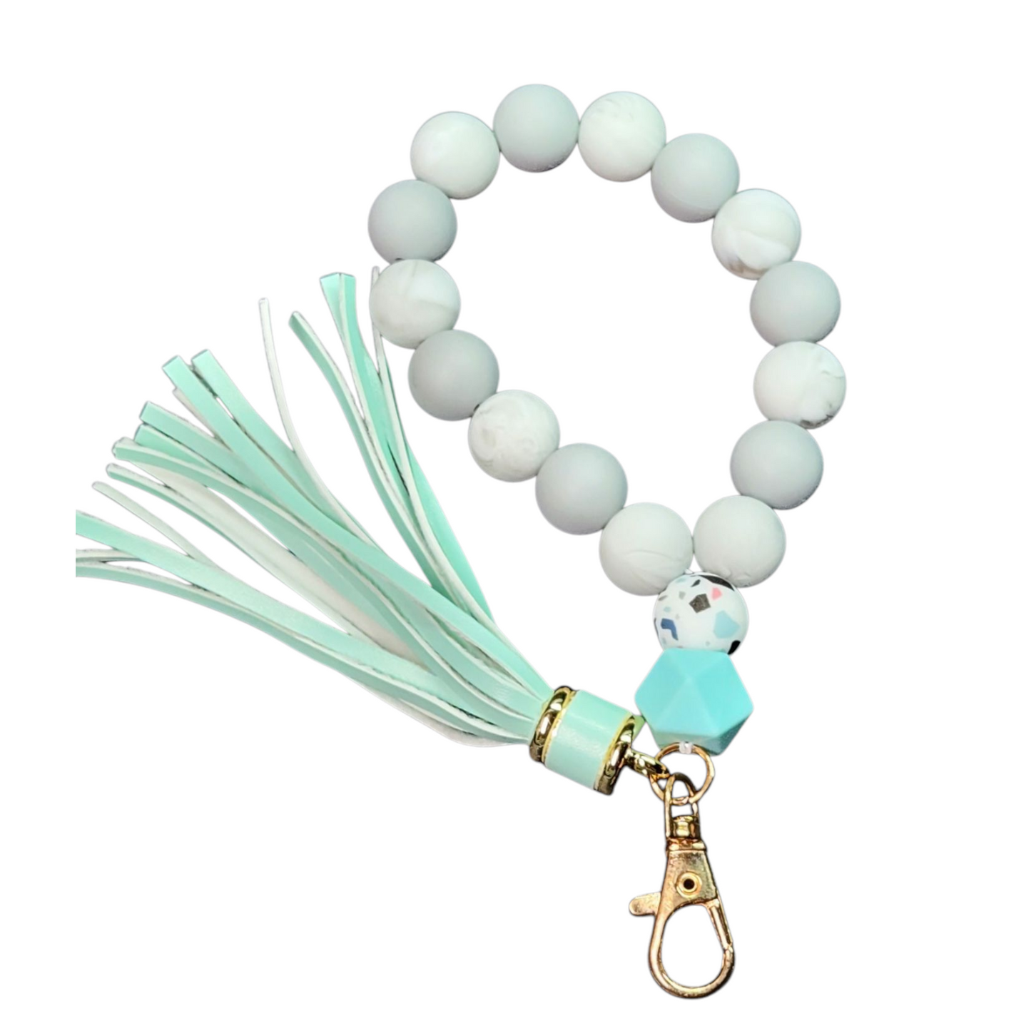 Silicone Beaded Wristlet Keychain (Click for Options)